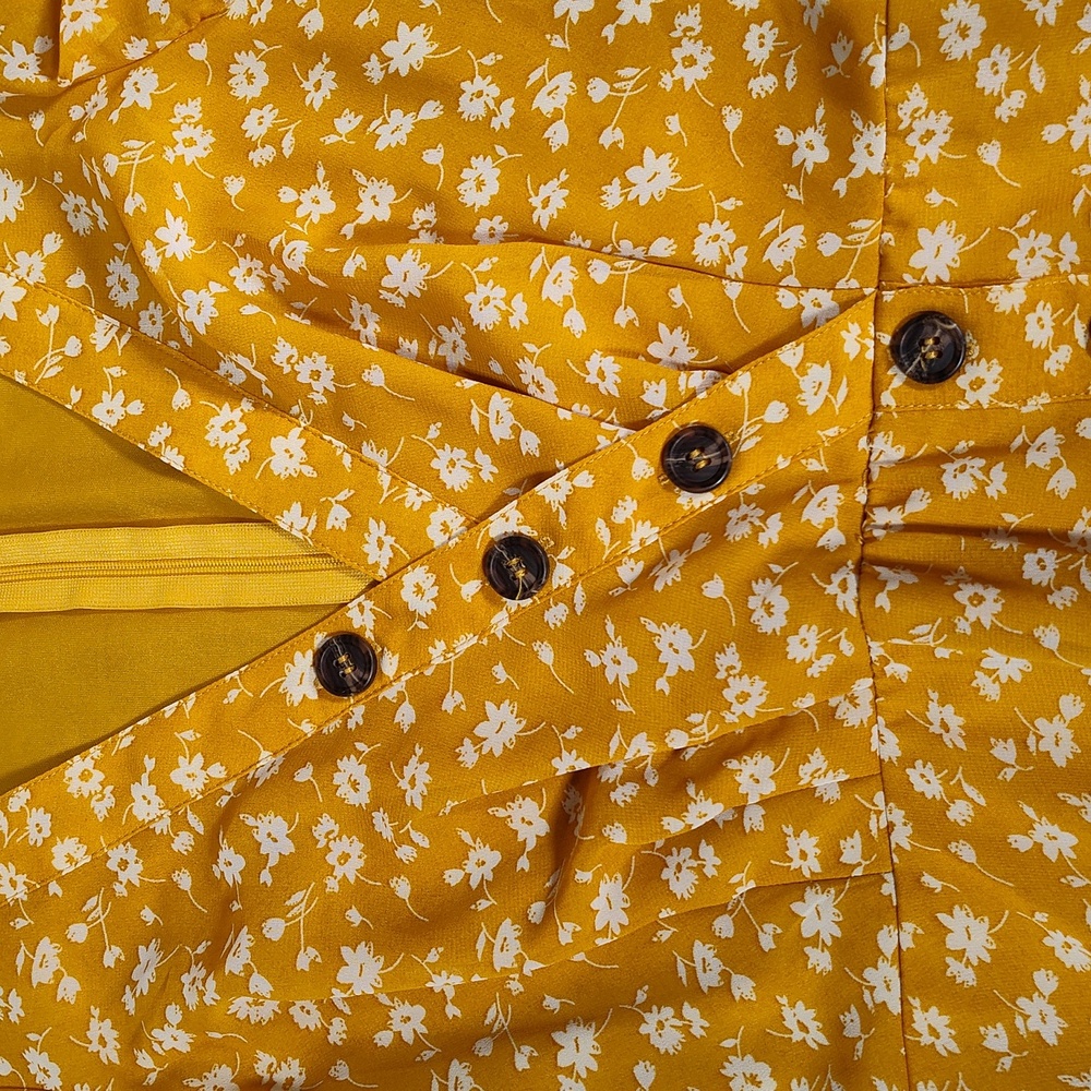 Lulus After Bloom Delight Yellow Floral Midi Dress XS - Picture 10 of 15